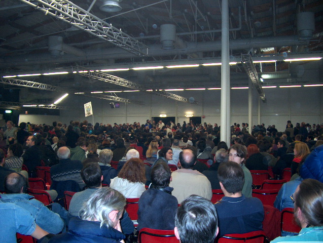 Massive rally "Movements and Political Parties" with key speaker Bertinnoti of Rifondazione Communista.