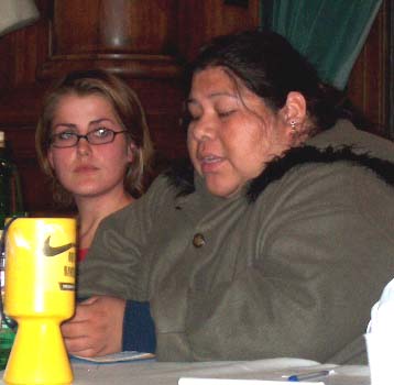 Mexican Nike worker Josephina speaks at Edinburgh 'No Sweat' meeting.